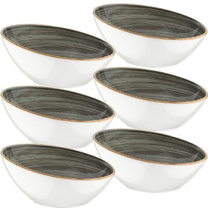 Set 6 boluri semisferic Bonna Space din portelan 22cm 750ml