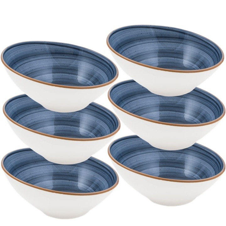 Set 6 boluri inclinate Bonna Dusk din portelan 18cm 400ml
