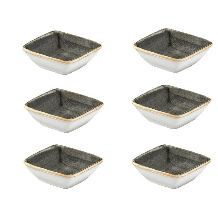 Set 6 boluri patrate Bonna Space din portelan 8x8, 5cm