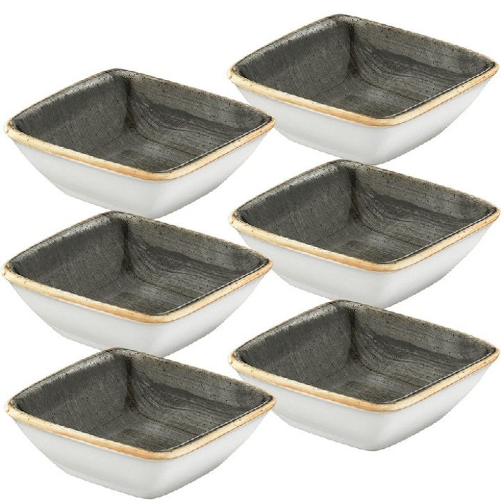 Set 6 boluri patrate Bonna Space din portelan 19x17cm