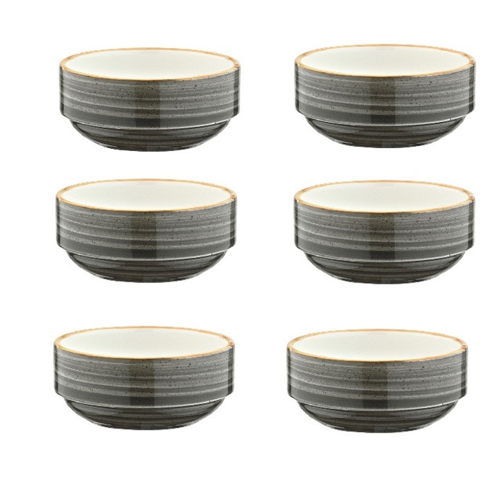 Set 6 boluri suprapozabile Bonna Space din portelan 6cm 30ml