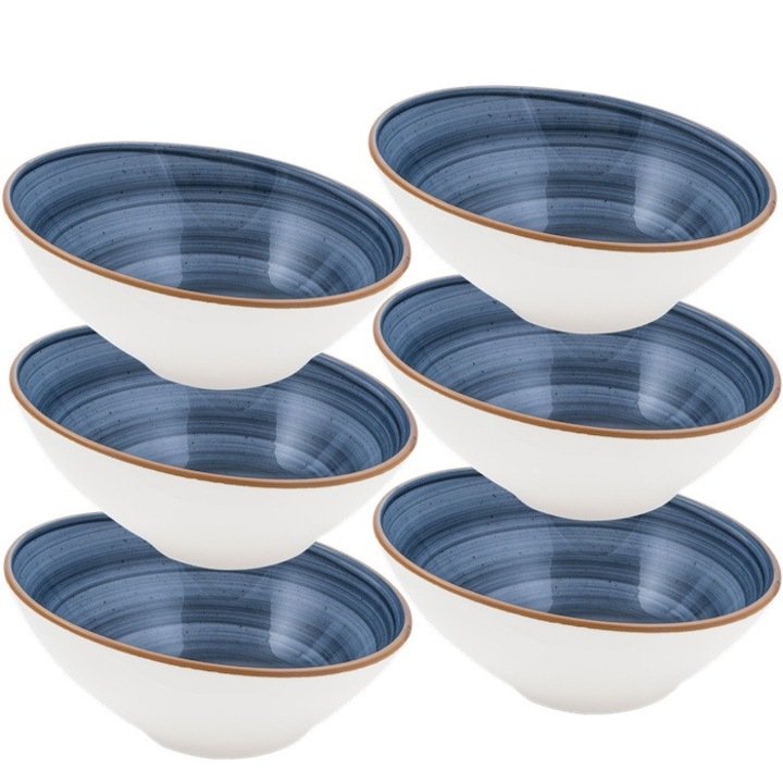Set 6 boluri inclinate Bonna Dusk din portelan 22cm 750ml