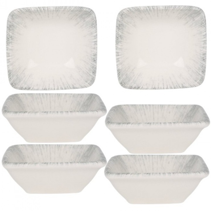 Set 6 boluri patrate portelan Bonna Iris 8x8, 5ml