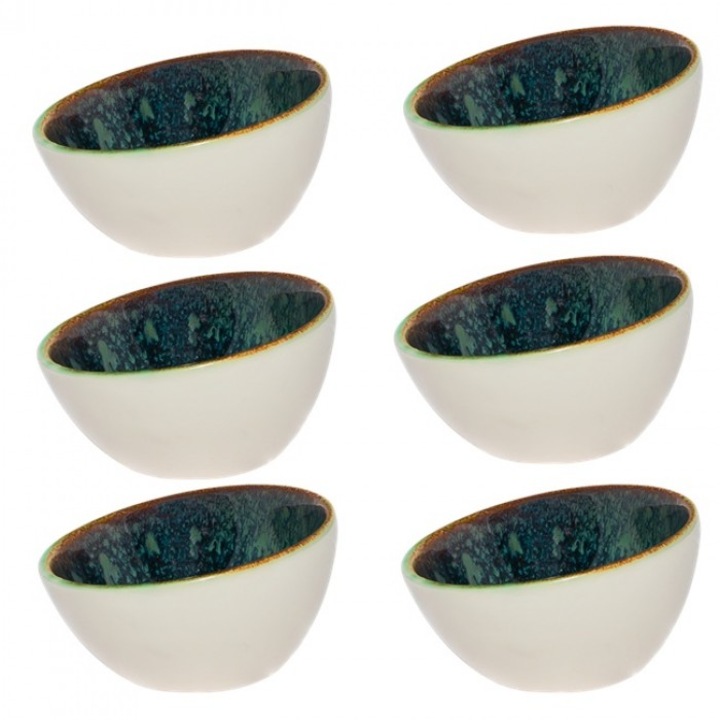 Set 6 boluri inclinate Bonna Ore Mar portelan 8cm 60ml