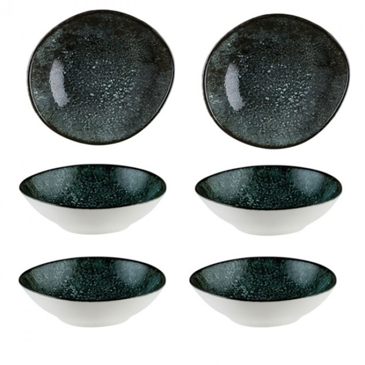 Set 6 boluri Bonna Cosmos Black 18cm, 470ml din portelan