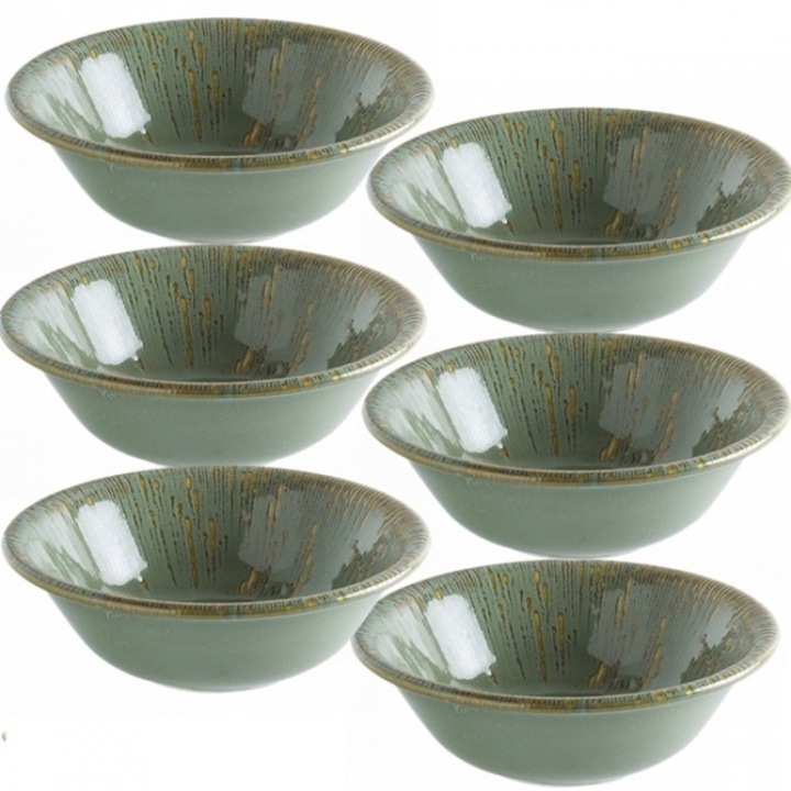 Set 6 boluri Bonna Snell Sage 16cm 400ml din portelan