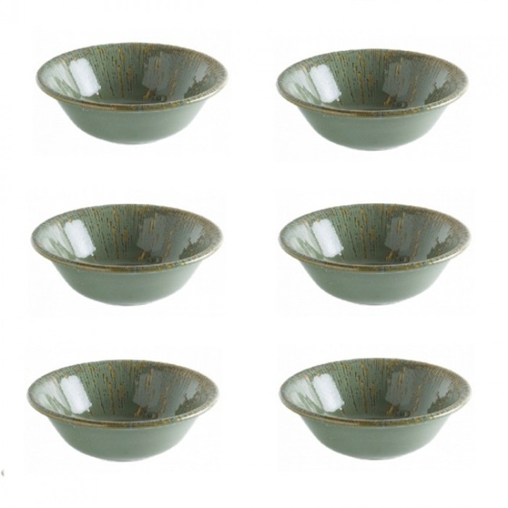 Set 6 boluri din portelan BONNA SNELL SAGE, D9cm, verde (S-SAG SNL GRM 9CK)