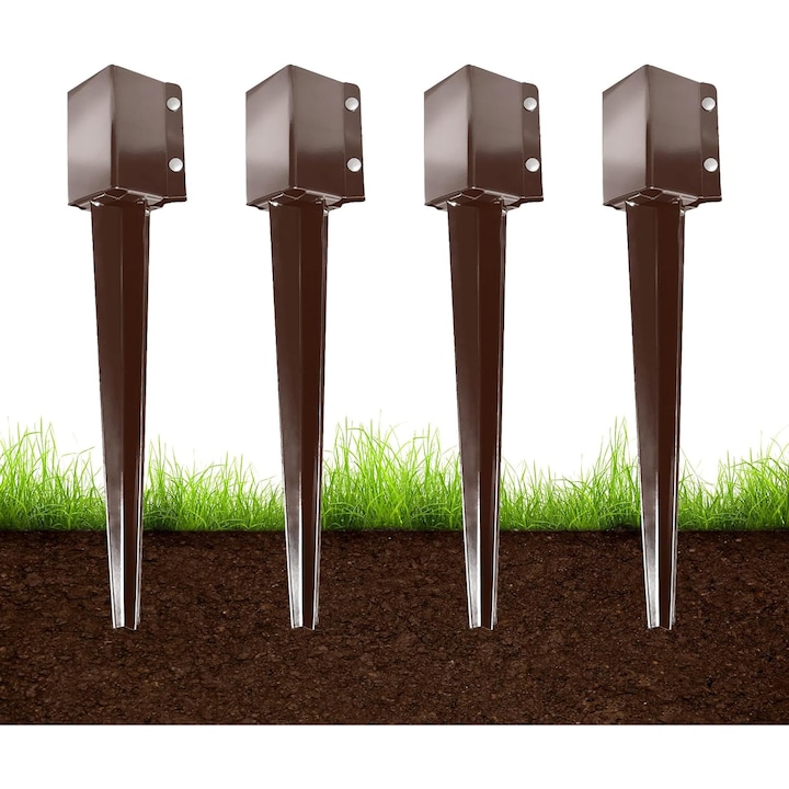 Baza pentru stalpi de gard ARIFARO 10x10 60cm maro 4 buc