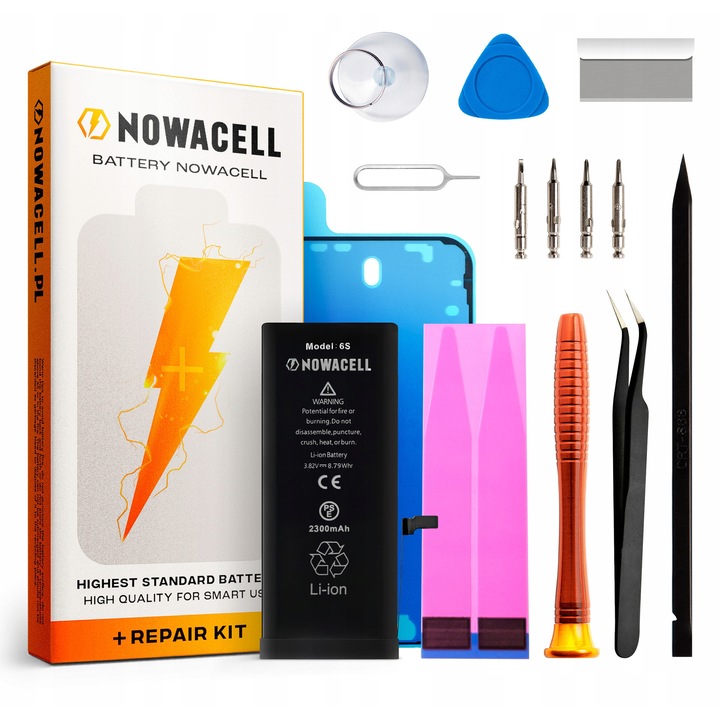 Baterie de schimb NOWACELL 2300 mAh, set unelte pentru iPhone 6S, 3, 82 V, capacitate crescută
