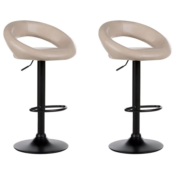 Set de 2 scaune de bar Peoria Piele ecologica Pivotant Bej deschis