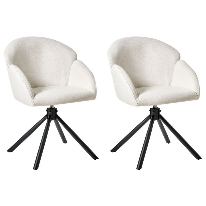 Set de 2 scaune dining Pivotant Maybee Alb-murdar