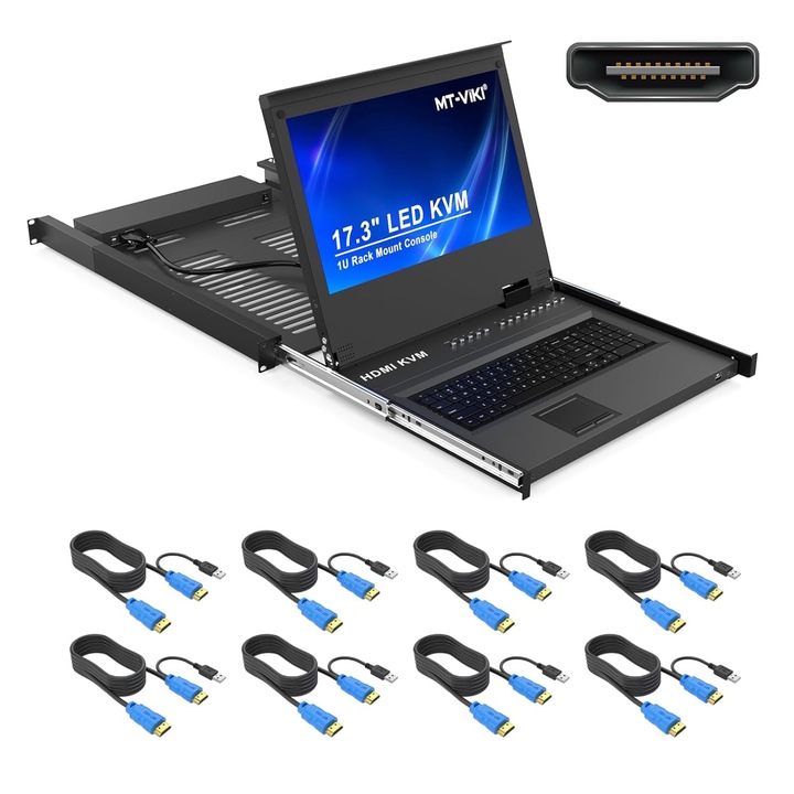 Consola KVM LCD MT-VIKI 1U 8 porturi, monitor 17, 3'', dimensiuni 600x800mm