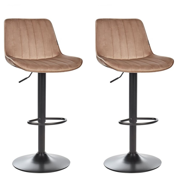 Set de 2 scaune de bar Dubrovnik Catifea Pivotant Maro deschis