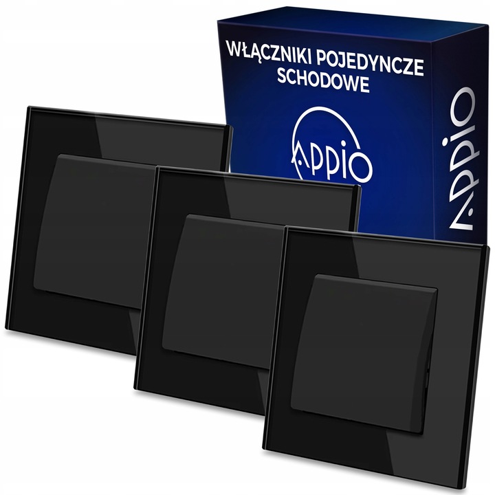 Appio 3 fokozatú kapcsoló szett, fekete üveg, 85x85x50mm
