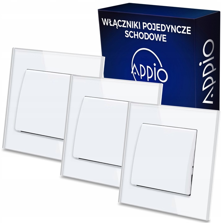 Appio 3 fokozatú kapcsoló szett, fehér üveg, 85x85x50mm