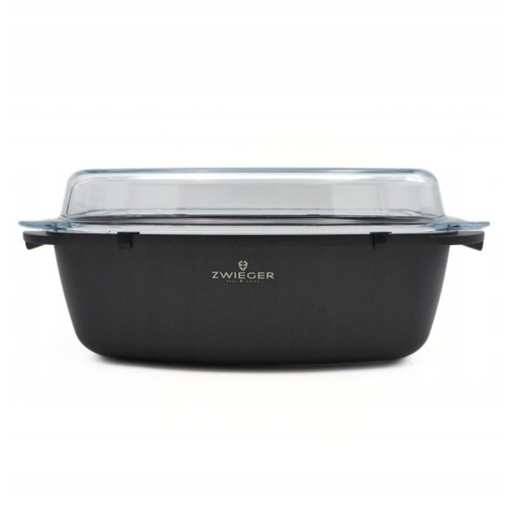 Tigaie Zwieger Practi Plus 32 cm, capac inclus, 5,2 l, neagra, aluminiu turnat