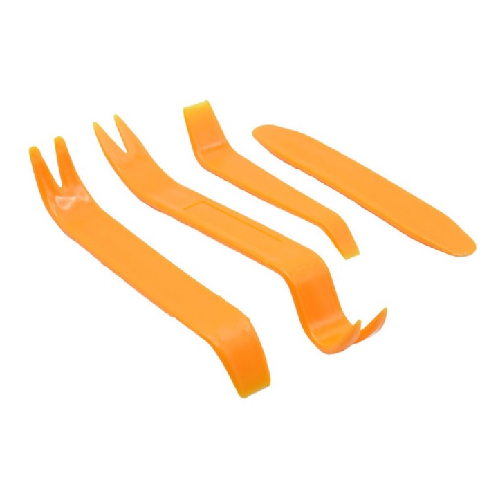 Set 4 leviere demontare panouri auto, Hurtnet, plastic dur, portocaliu