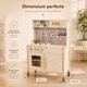 Bucatarie din Lemn pentru Copii MiniMosaic Atelier™ Interactiva cu Lumini LED si Sunete, Aragaz Electric cu Butoane Rotative, Cuptor, Masina de Spalat, Microunde, Chiuveta, Inaltime Reglabila, Accesorii Montessori, 97CM, Caramel Glow