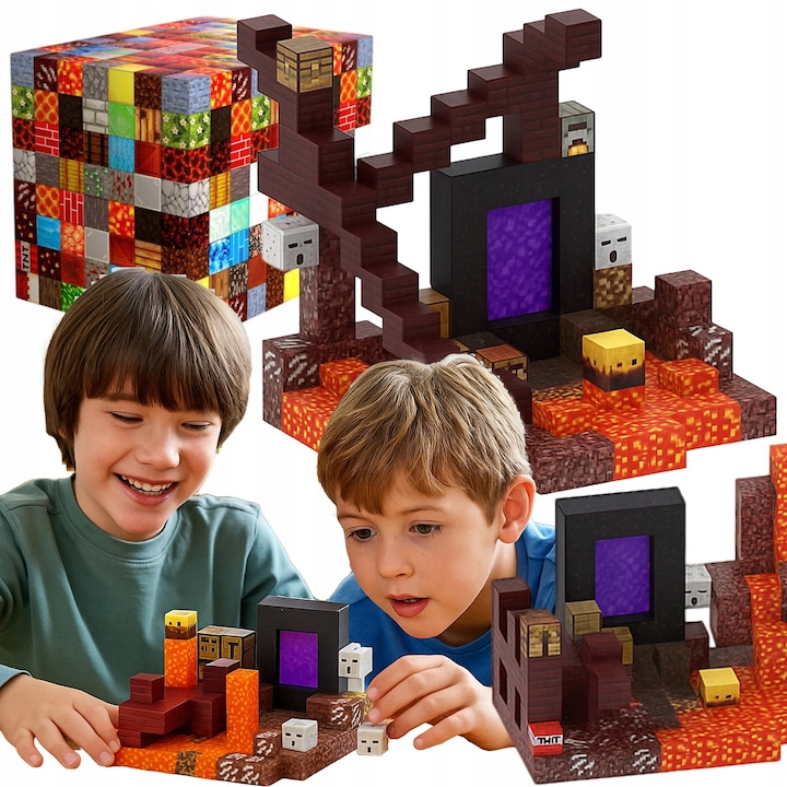 Магнитни Блокове, Комплект 132 Части, LEWER®️, Конструкция Build Mine Module World, Монтесори За Сетивно Развитие, STEM, Творчески Строителни Играчки За Деца 3+ Години, CE