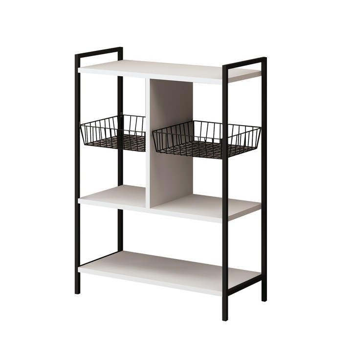 Многофункционална етажерка VENITIVO® с 3 рафта и метални кошници, органайзер за кухня / килер / всекидневна, поставка за микровълнова печка, 65 x 30 x 90 см