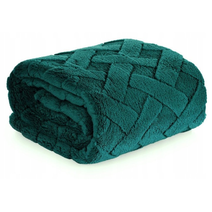 Patura groasa, moale, flanel Caro verde 150x200cm