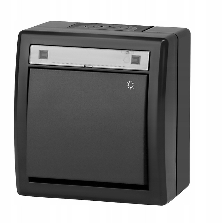 Intrerupator Electric Exterior AQUANT 2K Antracit IP55 cu Semnalizare Lumina