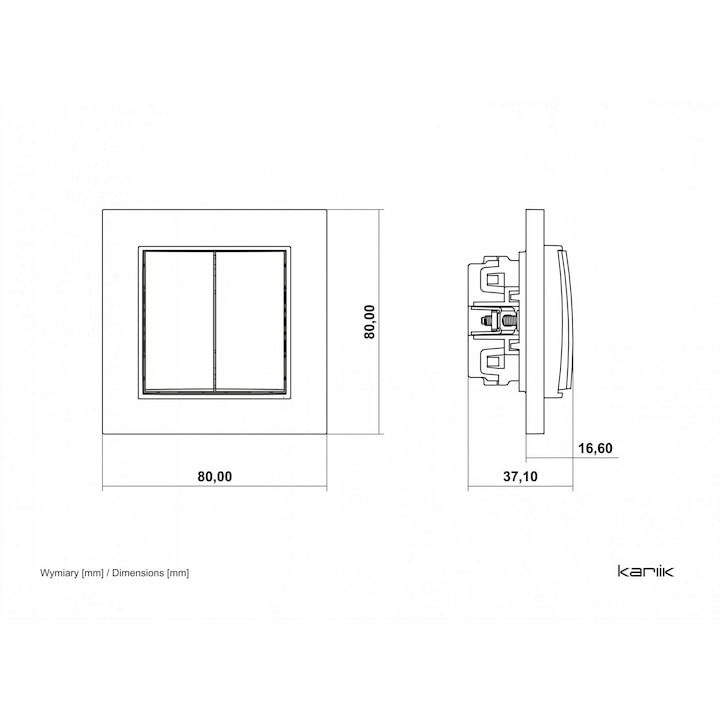Intrerupator dublu KARLIK MINI navy blue 80x80mm, set cu multiple combinatii de culori