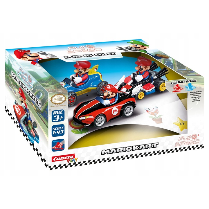Set vehicul Carrera Mario Kart 8 Pull Back - 3 piese