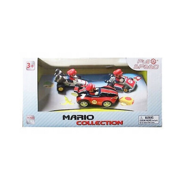 Set 3 Masinute Mario Kart Pull Back Carrera 15013009