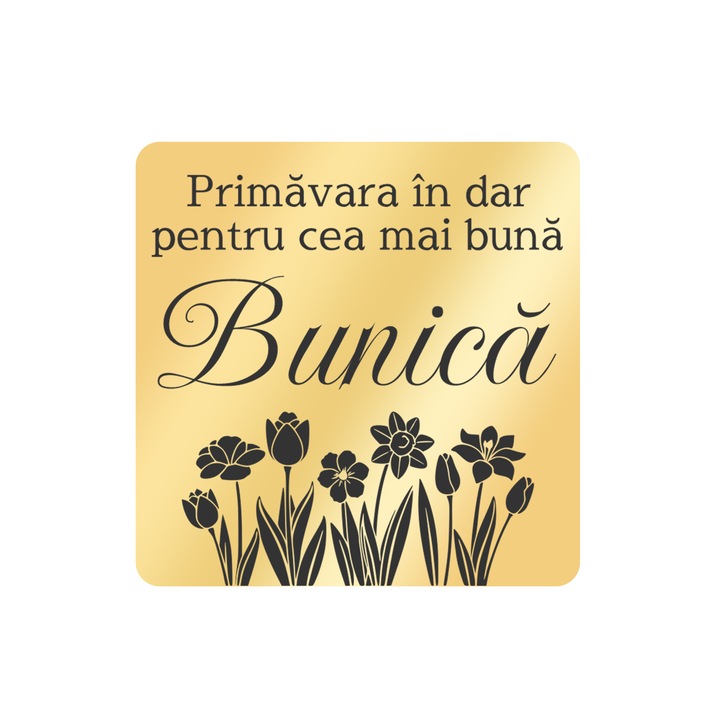 Martisor Brosa Inox Placat Aur 18K Romb Primavara In Dar Bunica