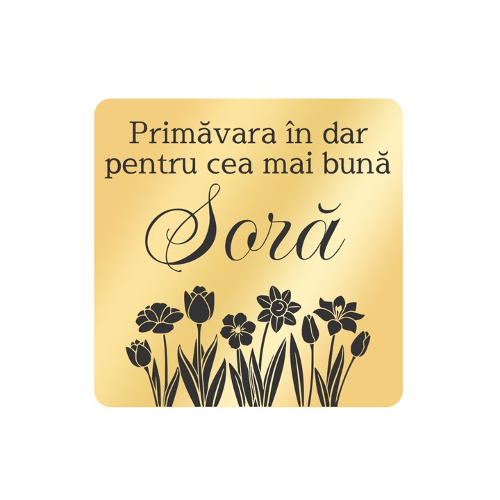 Martisor Brosa Inox Placat Aur 18K Romb Primavara In Dar Sora