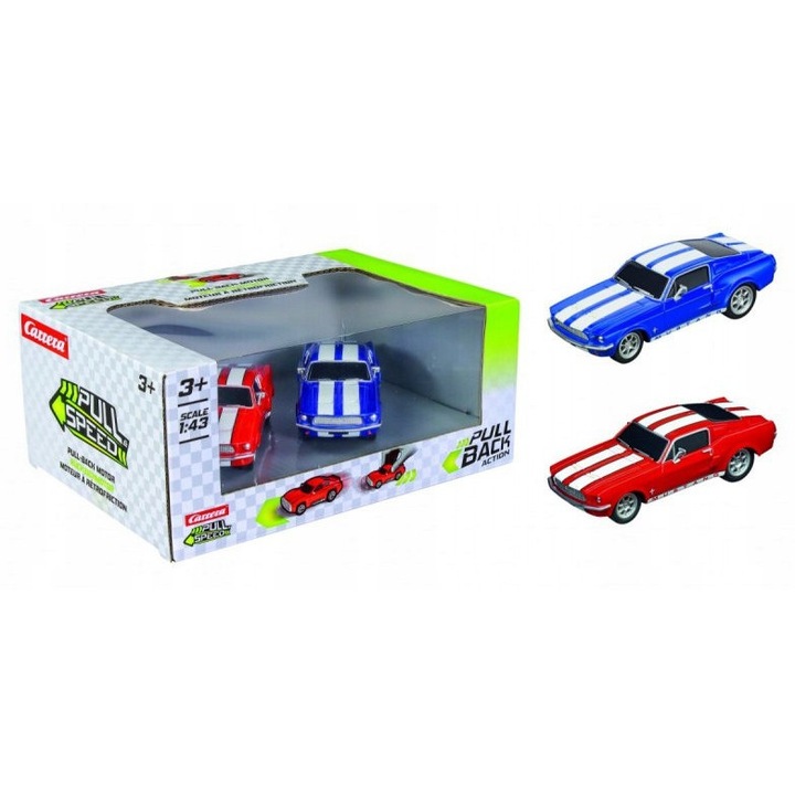 Set 2 Masinute Carrera Pull & Speed ​​Ford Mustang '67