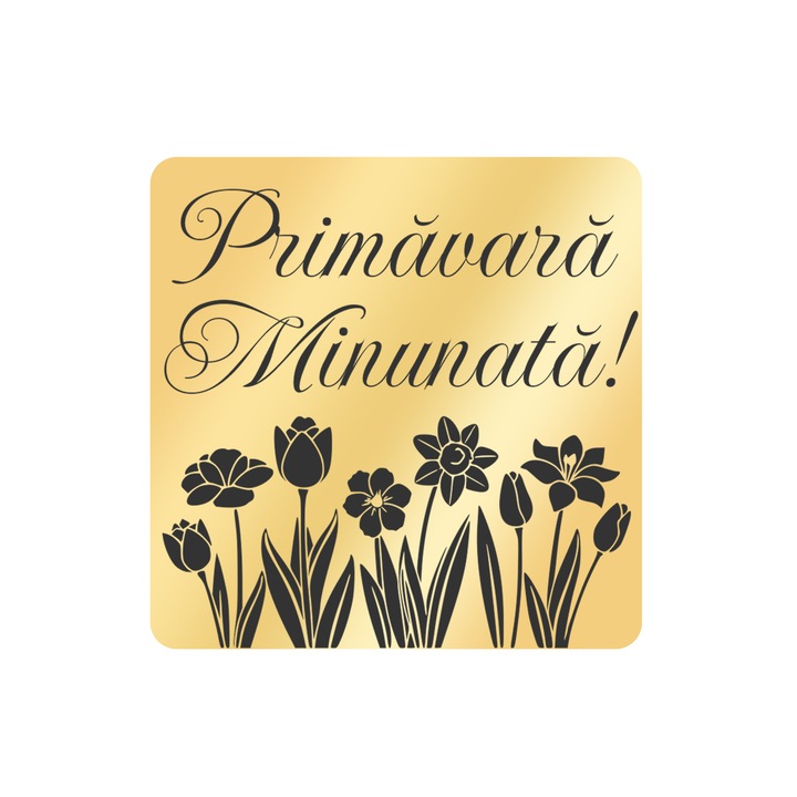 Martisor Brosa Inox Placat Aur 18K Romb Flori Primavara Minunata