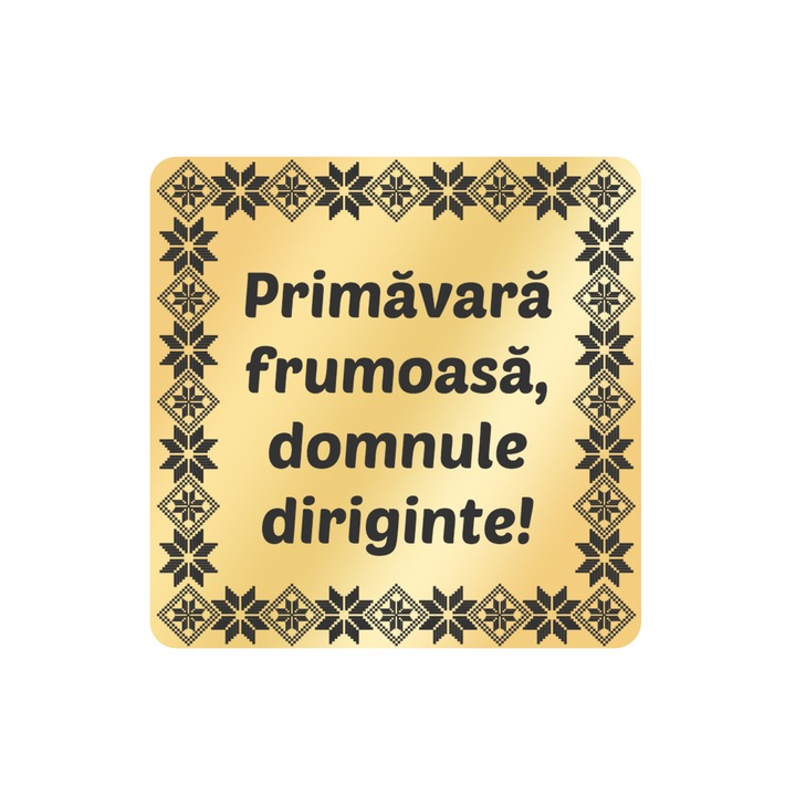 Martisor Brosa Inox Placat Aur 18K Romb Barbati Urare Diriginte