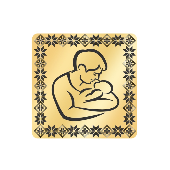 Martisor Brosa Inox Placat Aur 18K Romb Barbati Silueta Tata