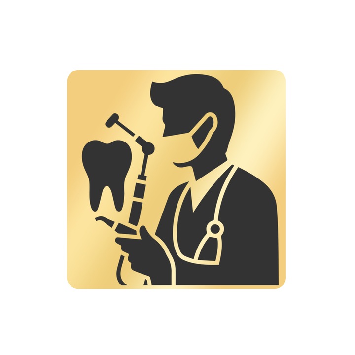 Martisor Brosa Inox Placat Aur 18K Romb Barbati Doctor Stomatolog