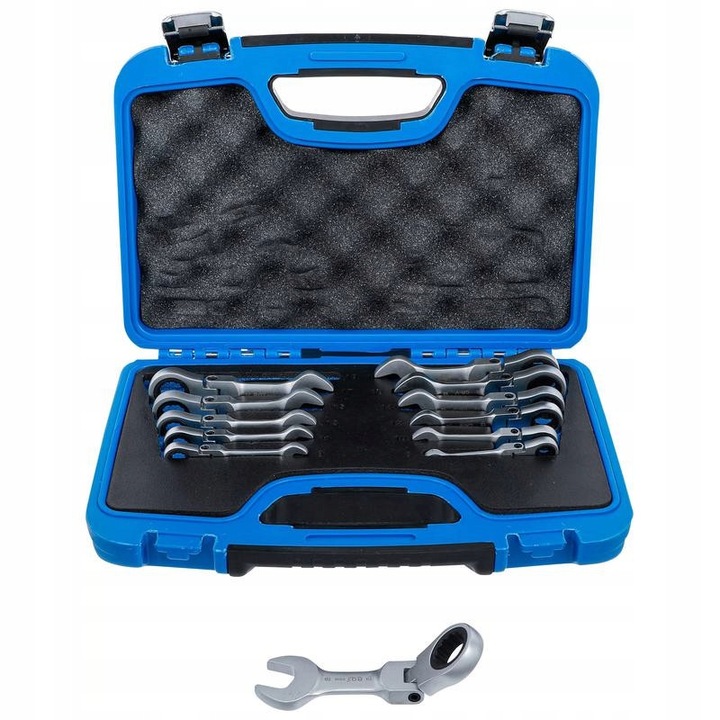 Set chei tubulare cu clichet, scurte, articulate, 8-19 mm, 12 buc
