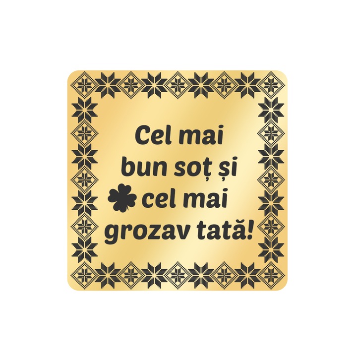 Martisor Brosa Inox Placat Aur 18K Romb Barbati Dedicatie Tata