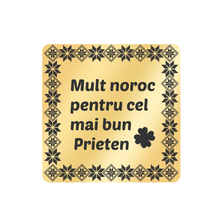 Martisor Brosa Inox Placat Aur 18K Romb Barbati Noroc Prieten