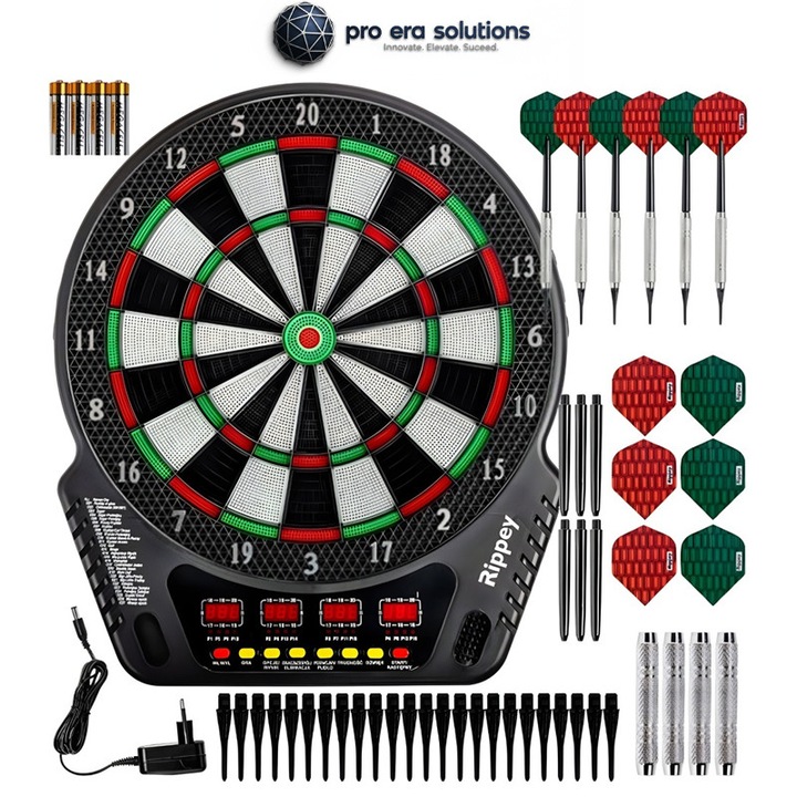 Tabla electrica de darts PRO ERA, 27 de jocuri, 243 de variante, inclus 6 sageti, multicolor, pentru 1-16 jucatori