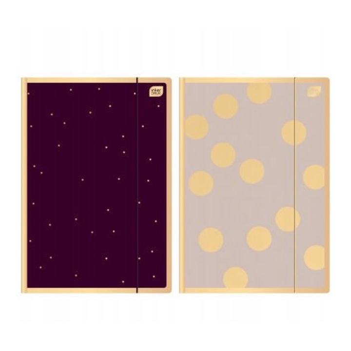 Dosar A4 Interdruk Satin Gold, multicolor, cu inchidere elastica