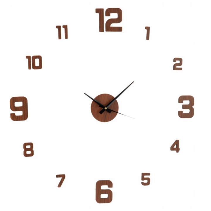 3D dekoratív falióra Koopman, TETI modell, öntapadós, barna színű, 50 cm, egyszerű felszerelés