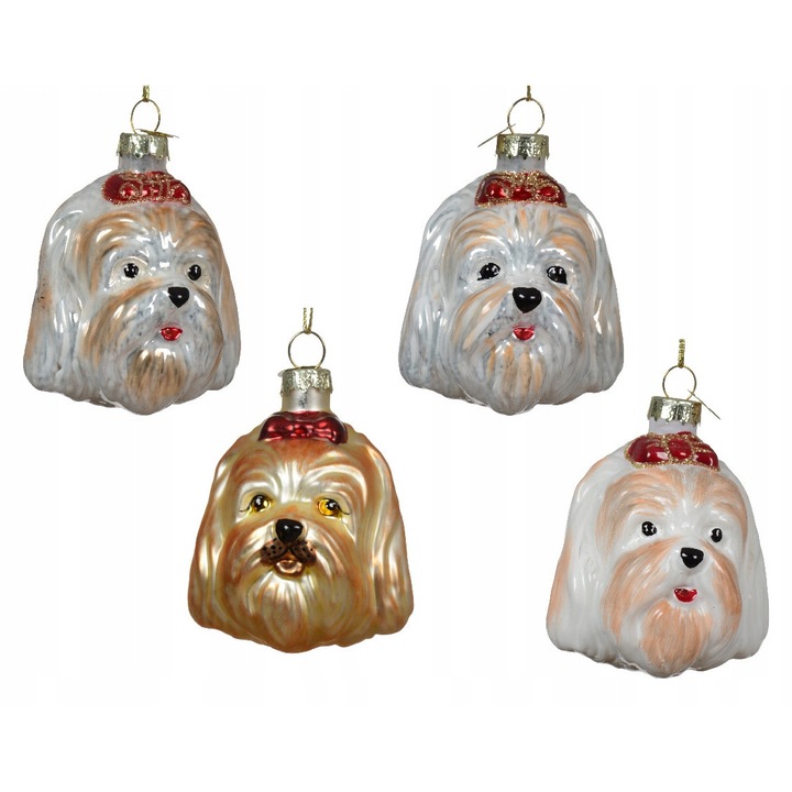 Glob de Craciun, Kaemingk, cap de caine, 7 cm, mix de modele, sticla, 1 bucata