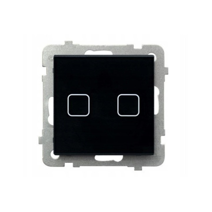 Buton Dublu Tactil Sonata Touch Sticla Neagra IP20 10AX 230V