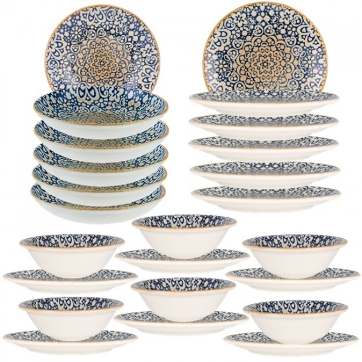 Set serviciu masa 24 piese BONNA ALHAMBRA, 6 farfurii 19cm, 6 farfurii adânci 23cm, 6 boluri 16cm, multicolor