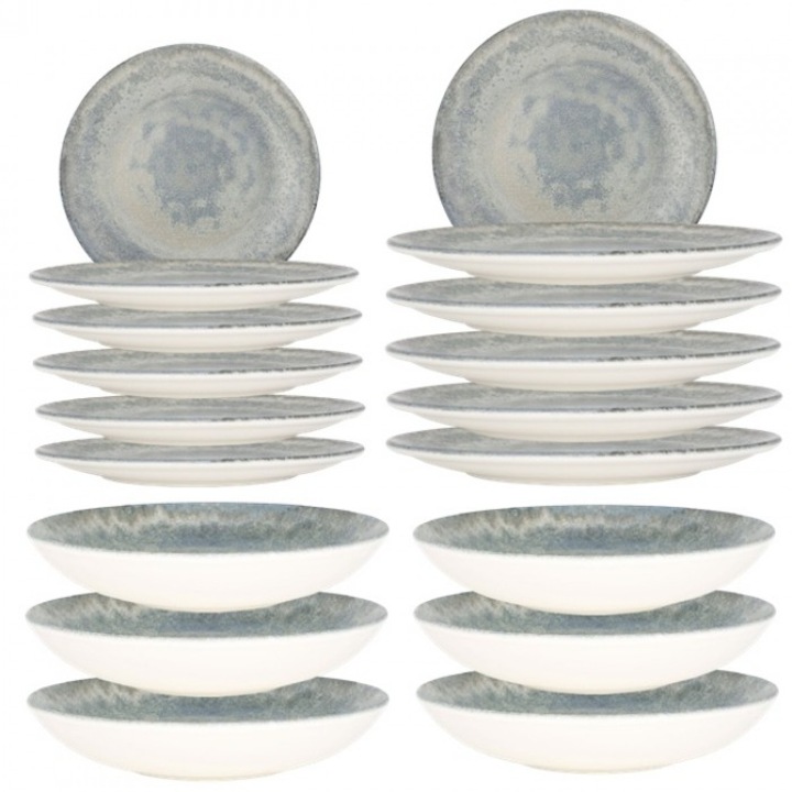 Set serviciu masa 18 piese BONNA OMNIA 6 farfurii 21cm, 6 farfurii 27cm cu 6 farurii adanci 23cm, 1000ml