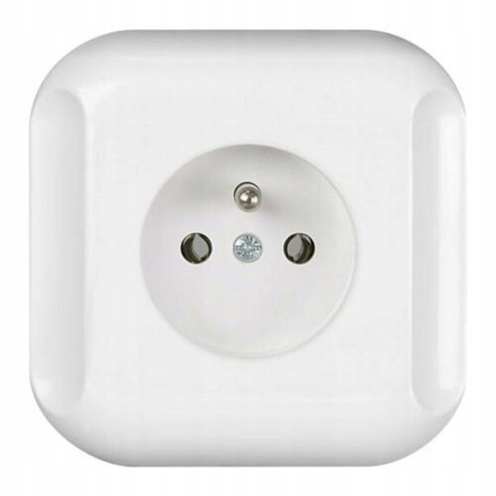 Priza electrica simpla Topaz, alba, cu impamantare, 16A