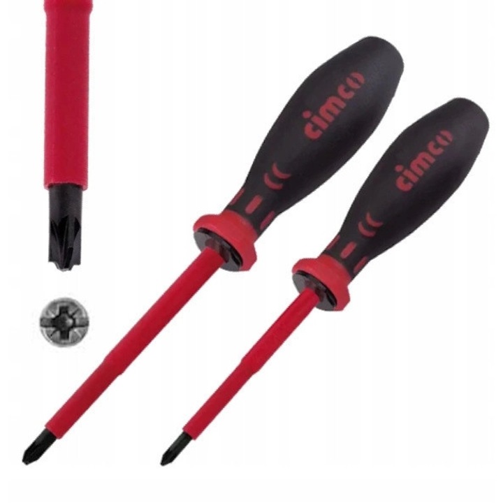 Set 2 Surubelnite Cimco, Izolatoare, 1000V, PZ1, 80mm, PZ2, 100mm, Otel Crom-Vanadiu, Finisaj Cromat Lucios