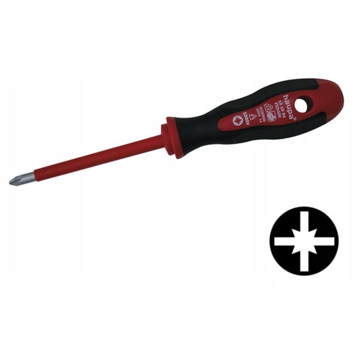 Pozidriv csavarhúzó PZ1 80mm, szigetelt 1000V, Cr-V acél, Haupa