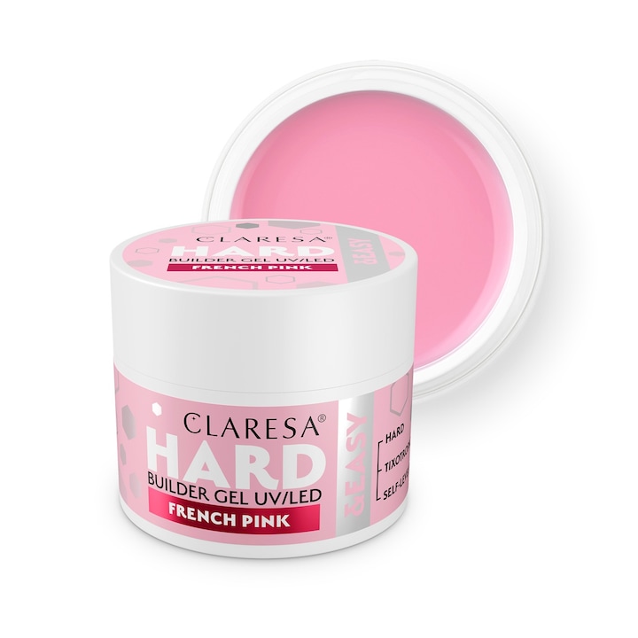 Claresa Hard&Easy French Pink építőzselé 45 g, közepes erősségű, önterülő, égésmentes